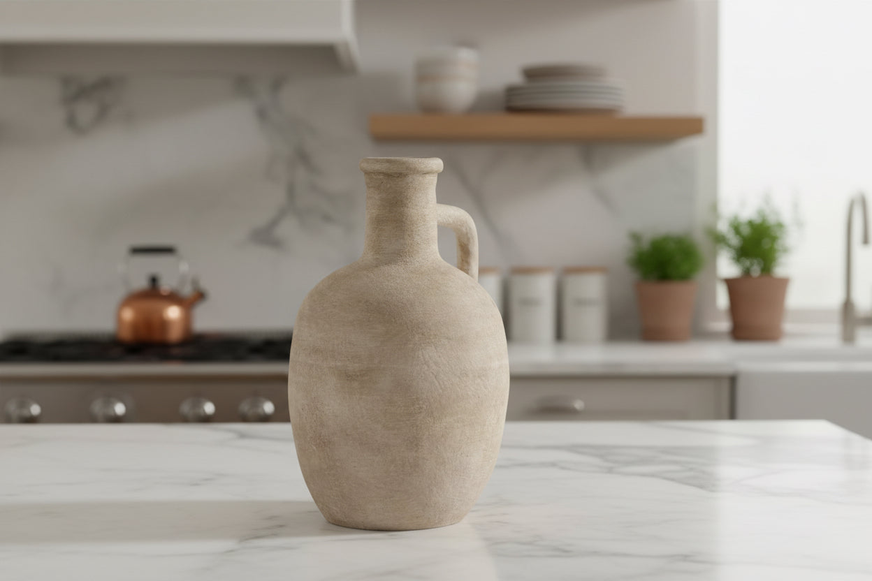 Zenni Ceramic Vase - Warm Beige 9.3"H