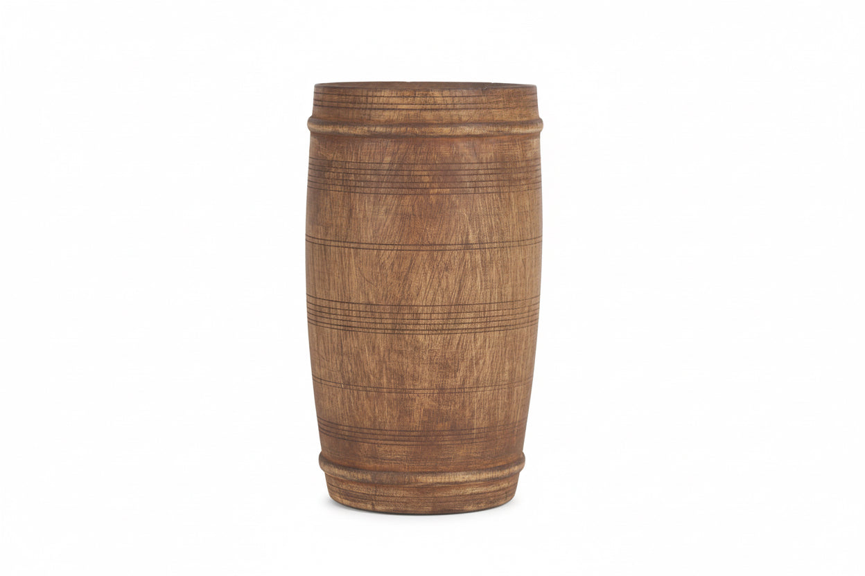 Porta Reclaimed Wooden Pot - Small Brown