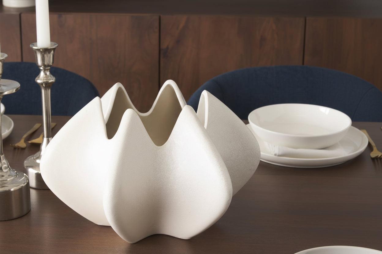 Ulrich Sculptural Cream Glazed Ceramic Vase