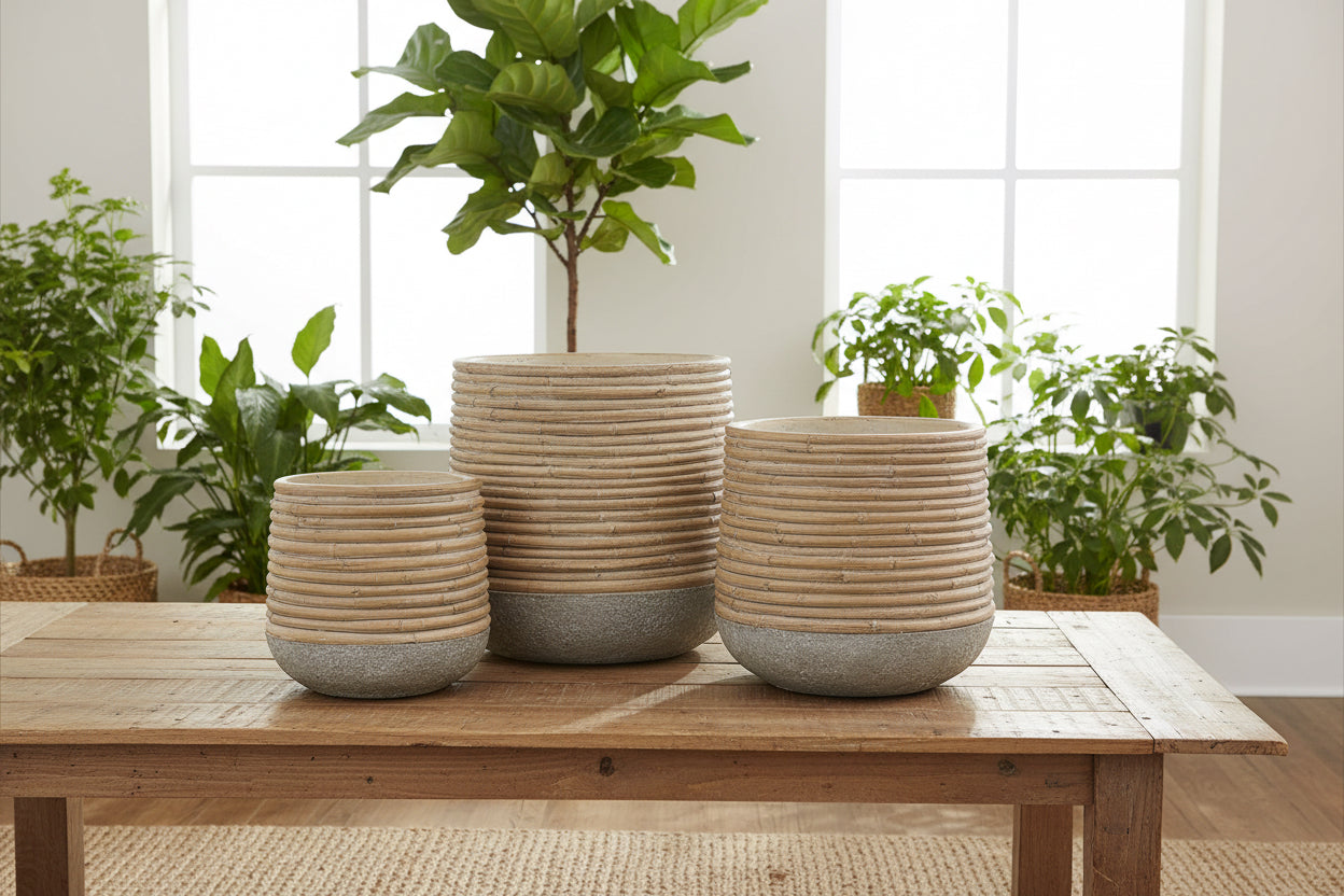 Rattan Wrap Planter 8"