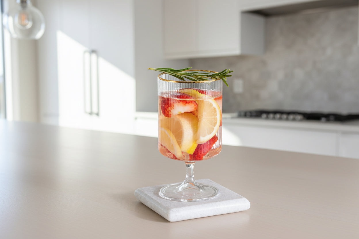 Tight Vertical Optic Glassware w/ Gold - Set of 4