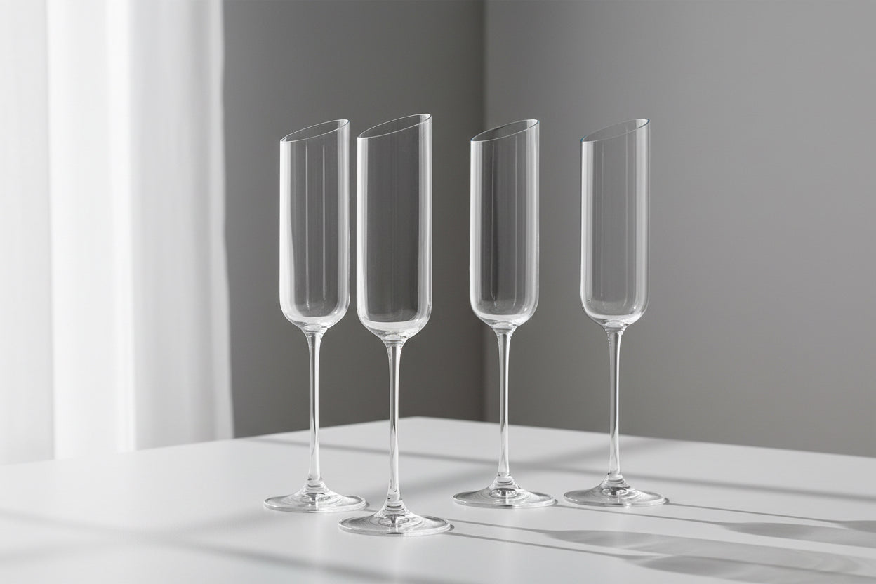 Angle Cut Flute - Clear Set of 4