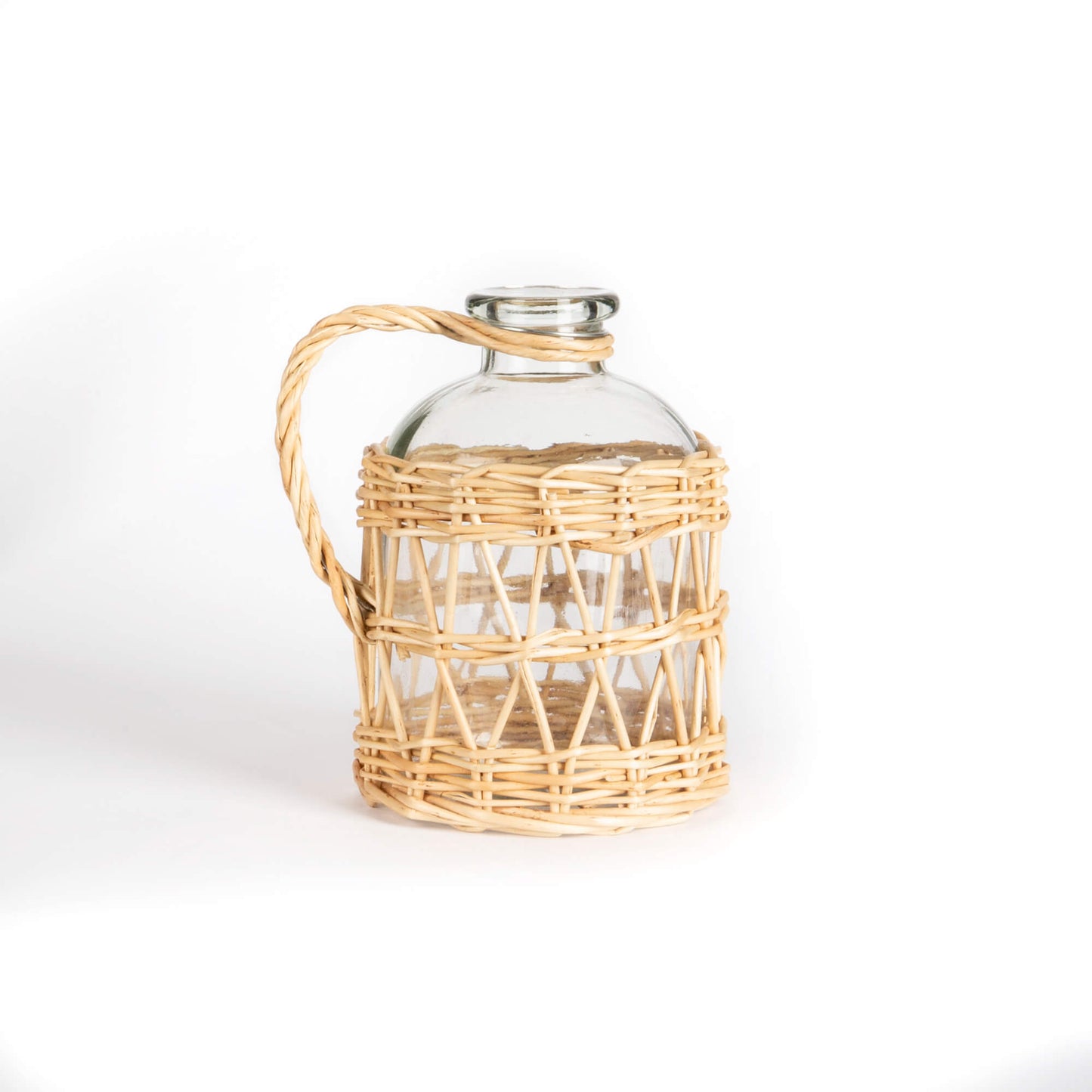 Glass Bottle w/ Unpeeld Willow Weave
