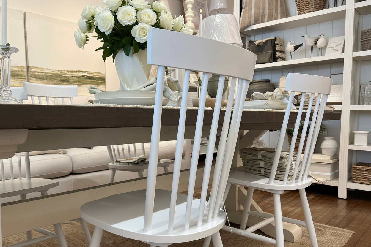 White Dining Chair Farmhouse High Back #27