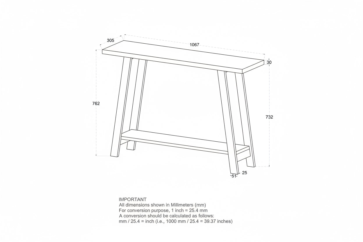 Volsa Console Table - Reclaimed 42 x 12 x 30