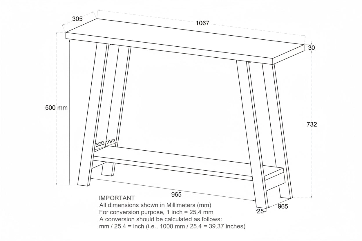 Volsa Console Table - Walnut 42 x 12 x 30
