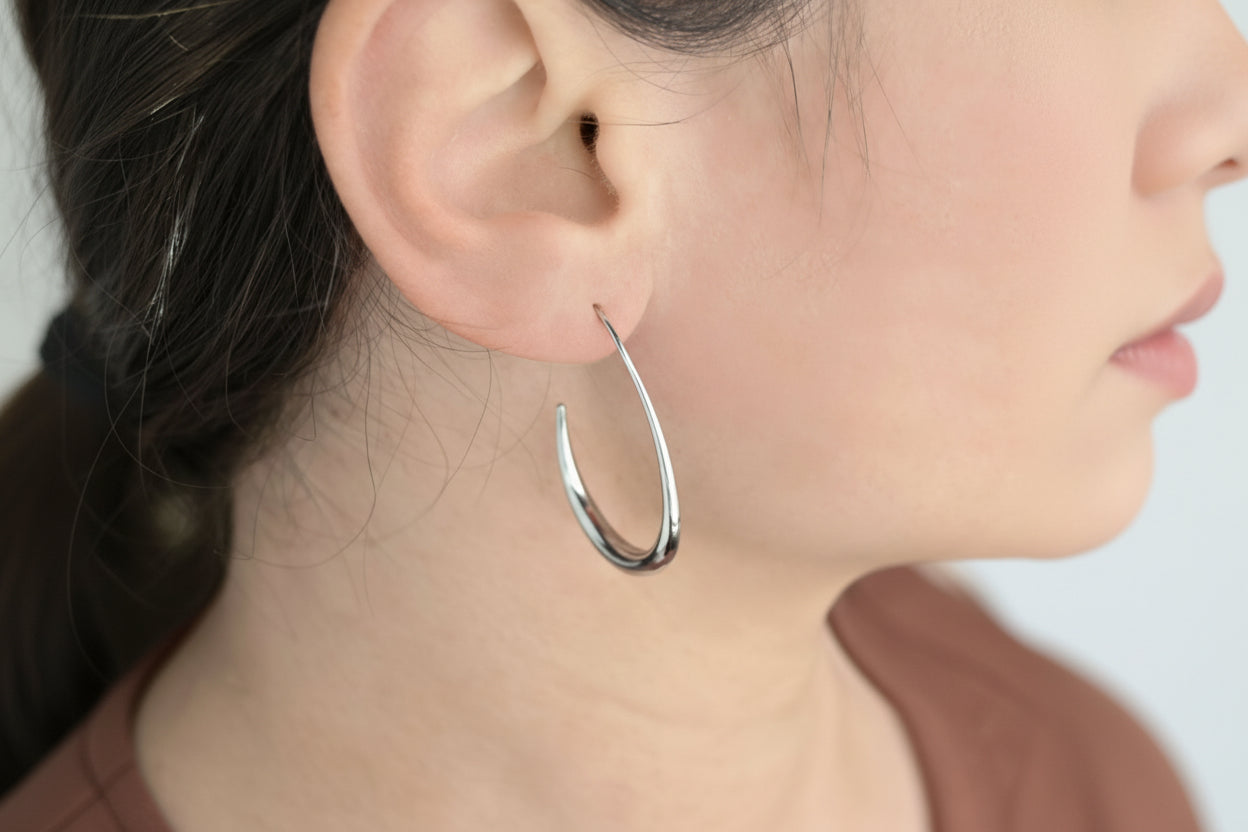 Tear Drop Earrings - Stainless Steel Pear Hoop Earrings