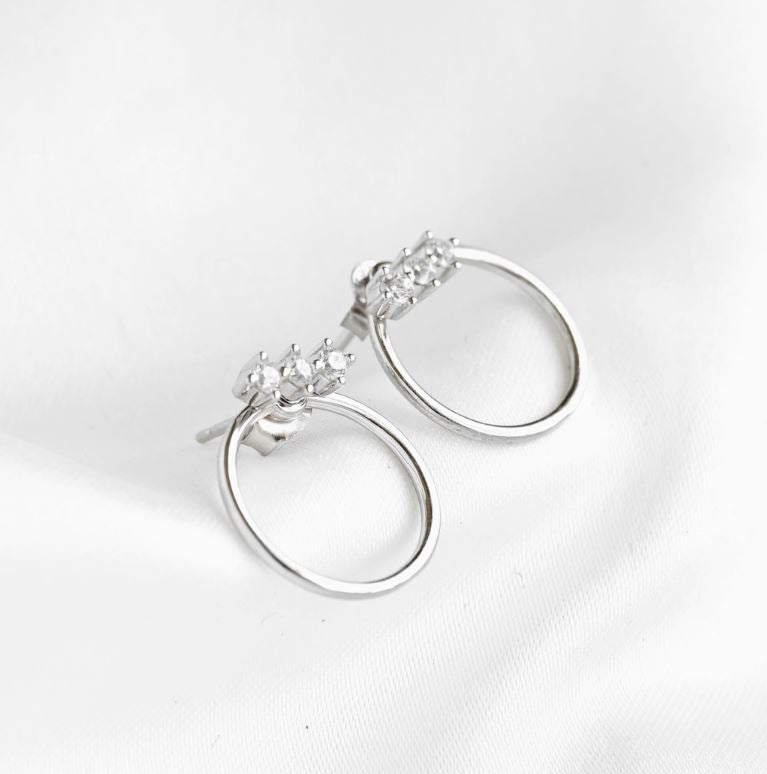 Sterling Silver Front Back Circle Ear Jacket - Cz Earrings Silver