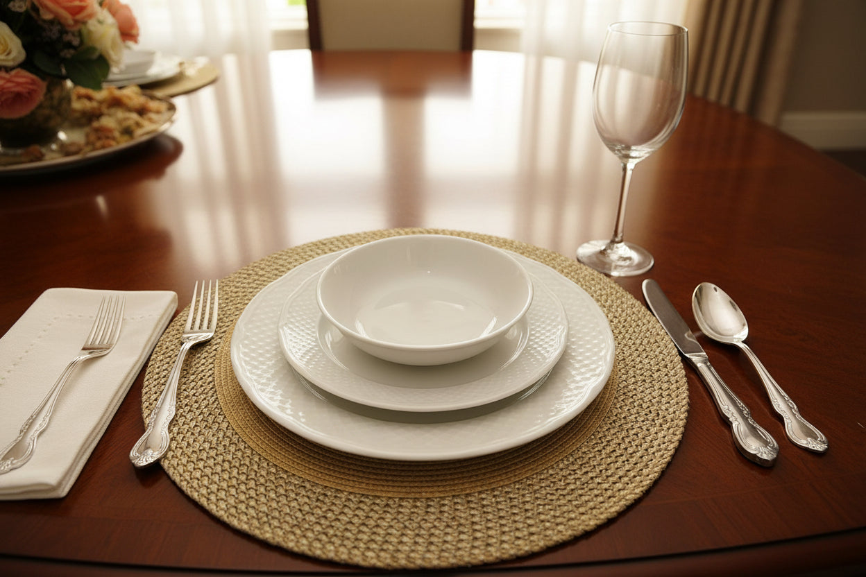 VINYL ROUND PLACEMAT WITH BORDER SET OF 4