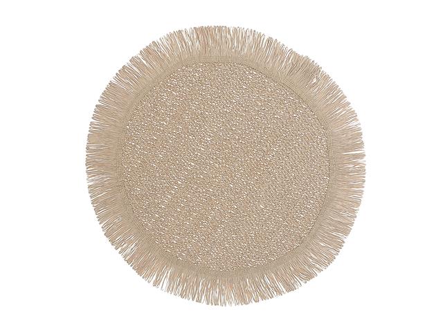WOVEN ROUND PLACEMAT WITH FRINGES SET OF 4 15 X 15 X 0.08