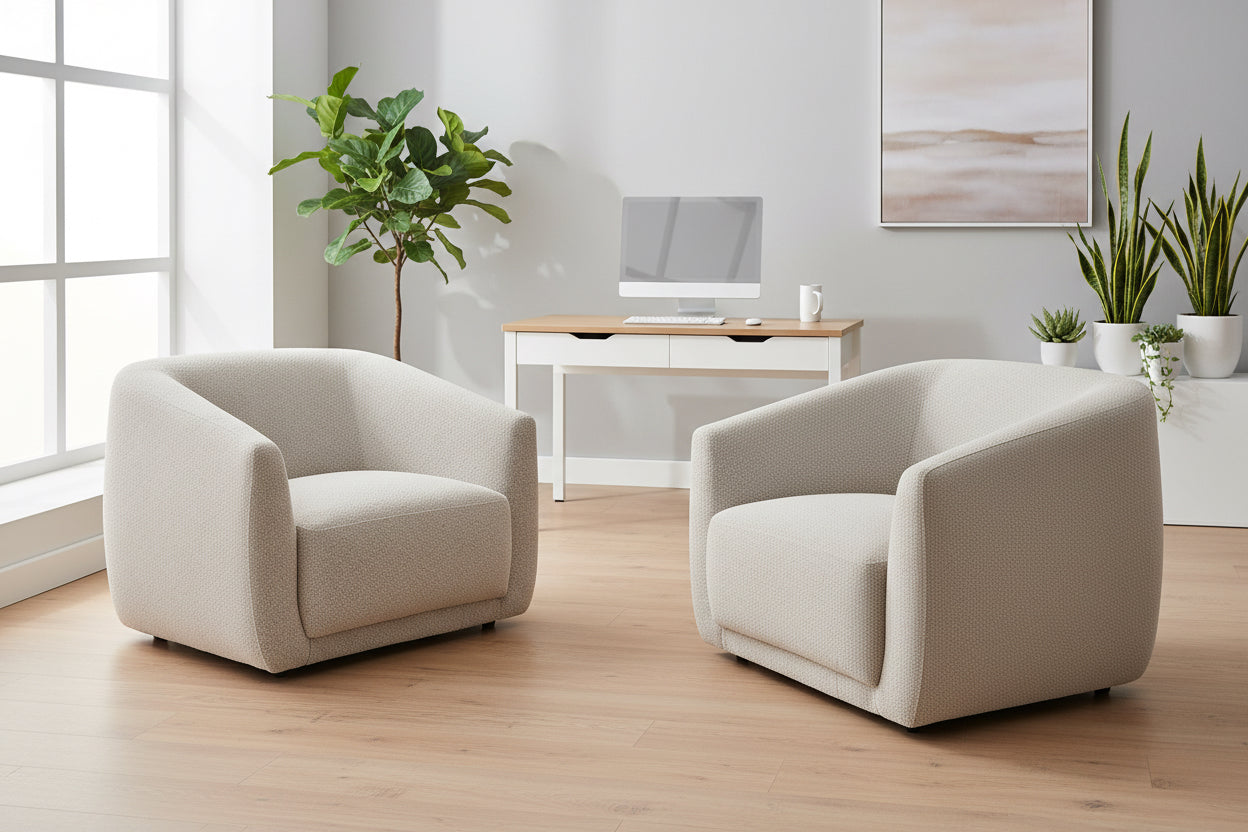 Cade Chair - Tapis Ivory Fabric 30" H x 37" D x 37" L