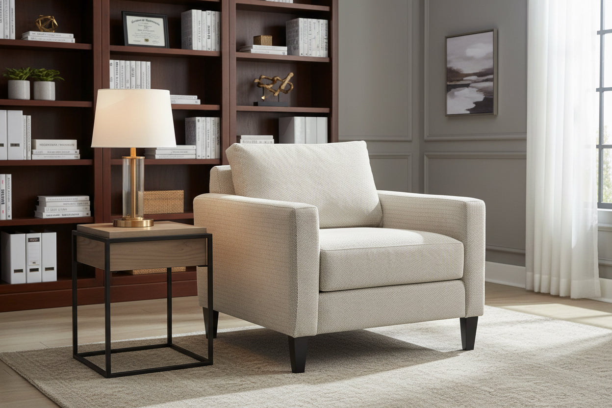 Edson Chair Simplex French Vanilla Expresso Leg Finish . Size 35"37"37"