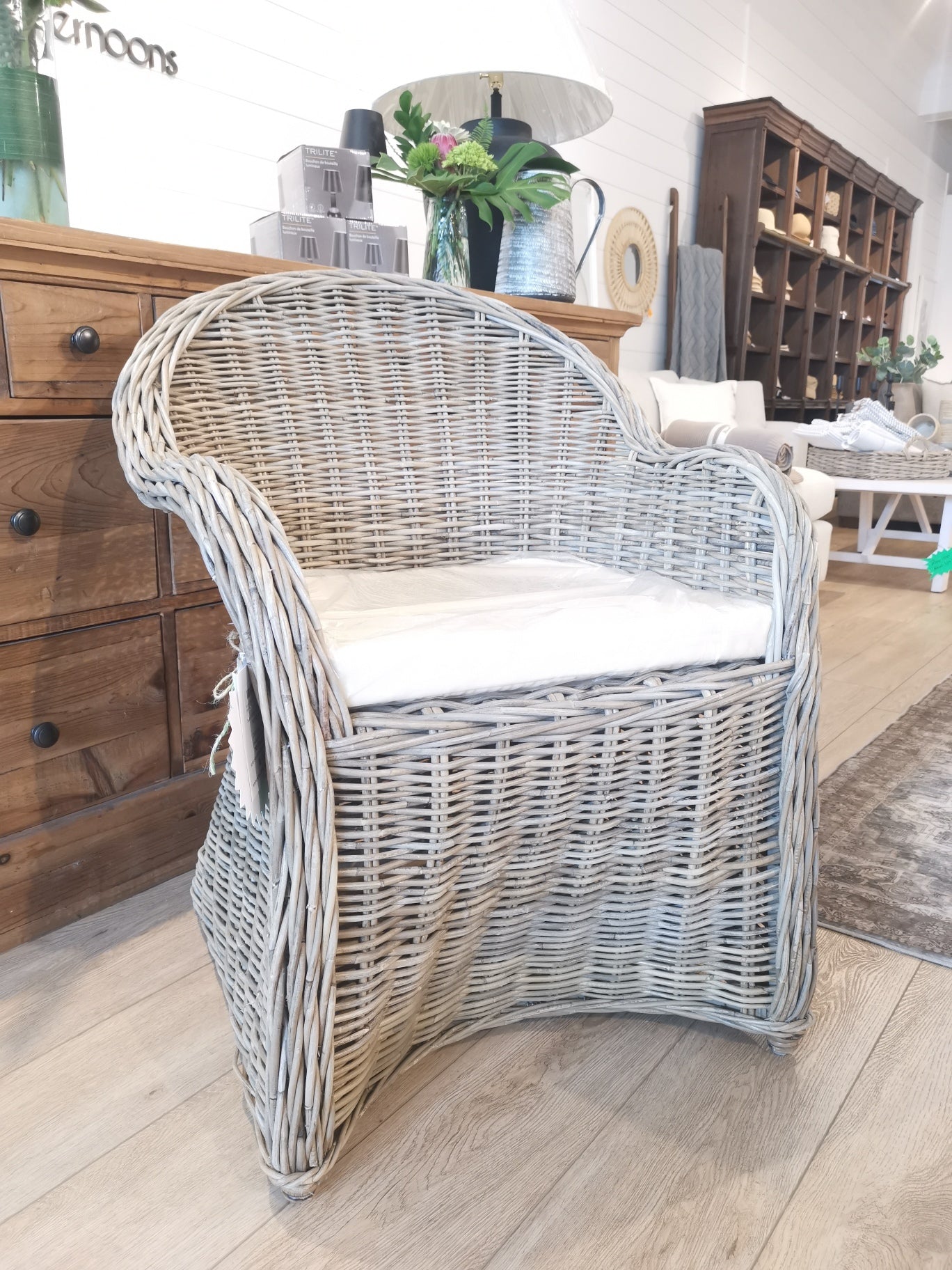 Wicker Arm Chair Round Back #55