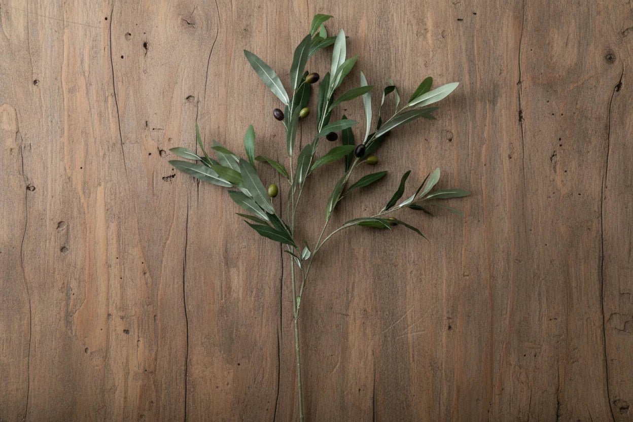Olive Leaf with Olives Spray 50" - Green