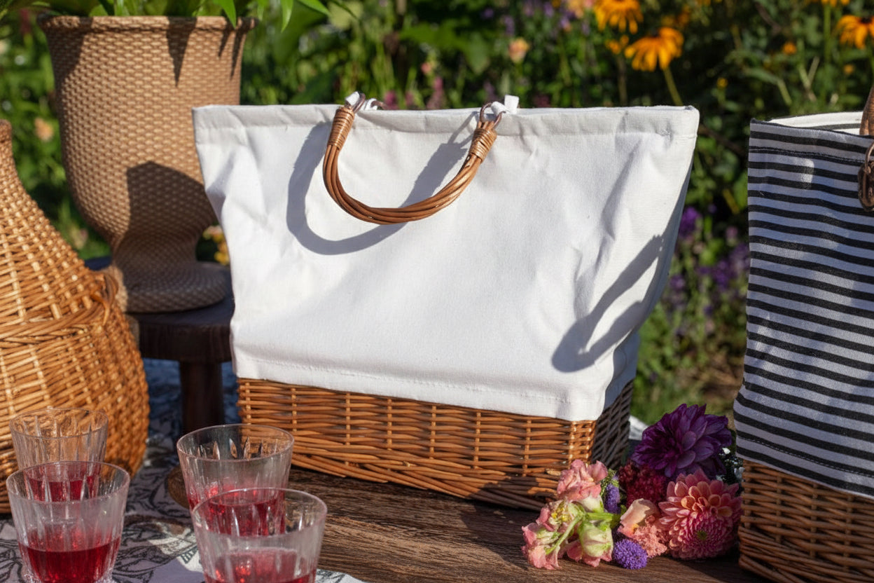Willow and Fabric Cooler Bag