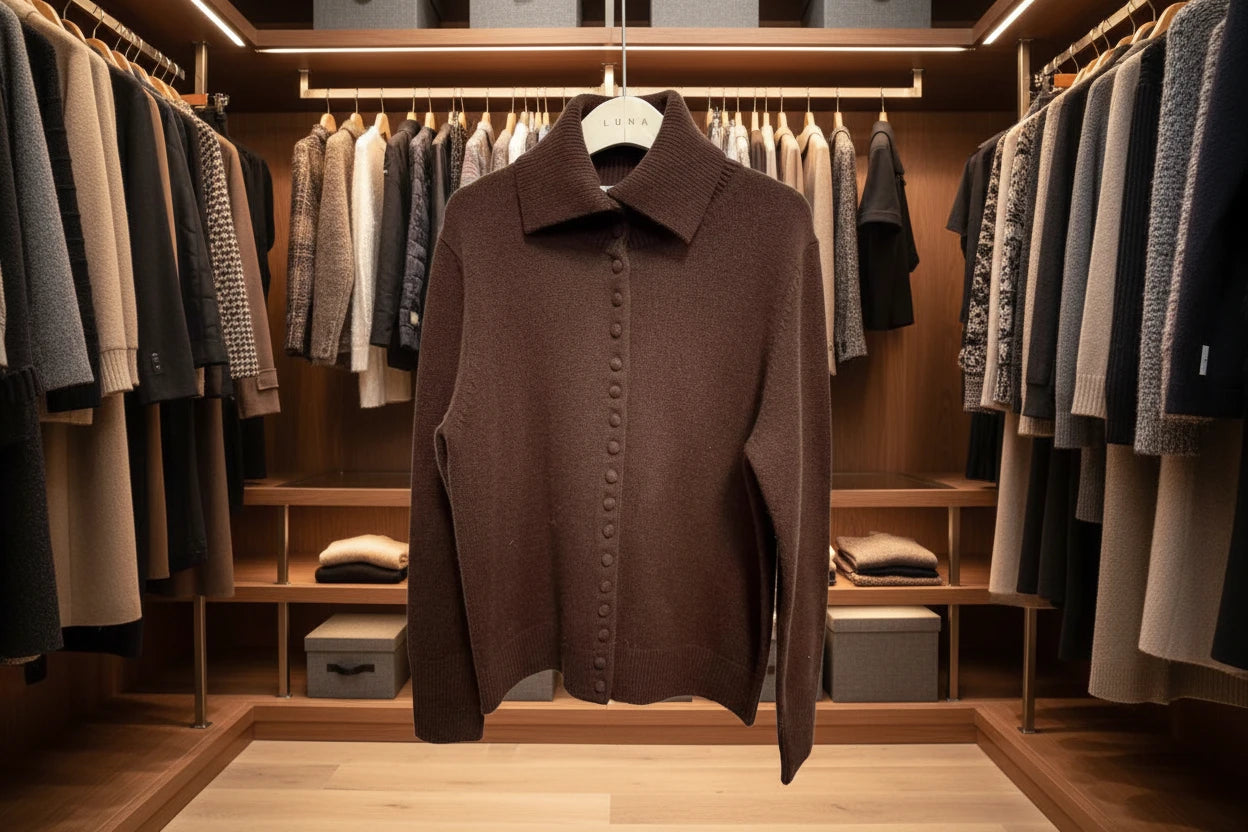 Belted Open-Knit Cardigan with Buttons