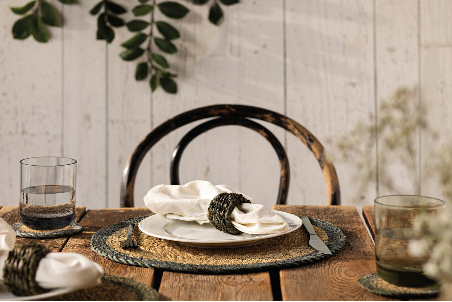 Blue Border Seagrass Placemat - set of 4