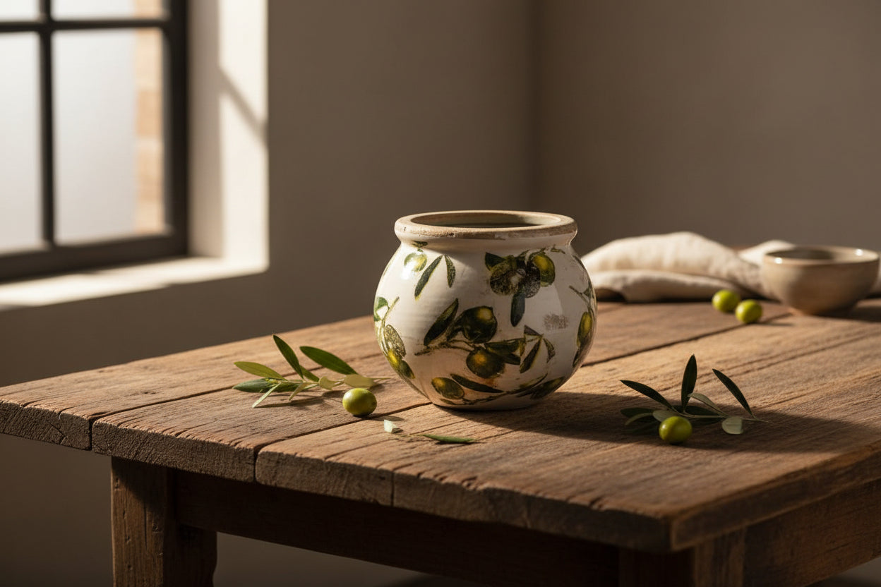 Ceramic Vase Olive Branch Design