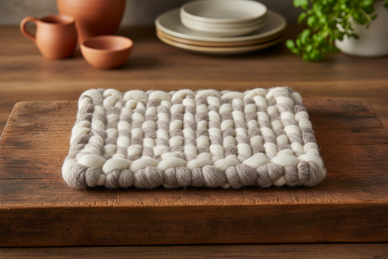 Heirloom Braid Felt Wool Trivet - Flint