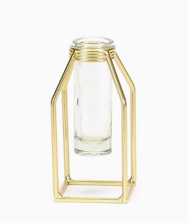 Gold Iron Stand w/ Tube Glass