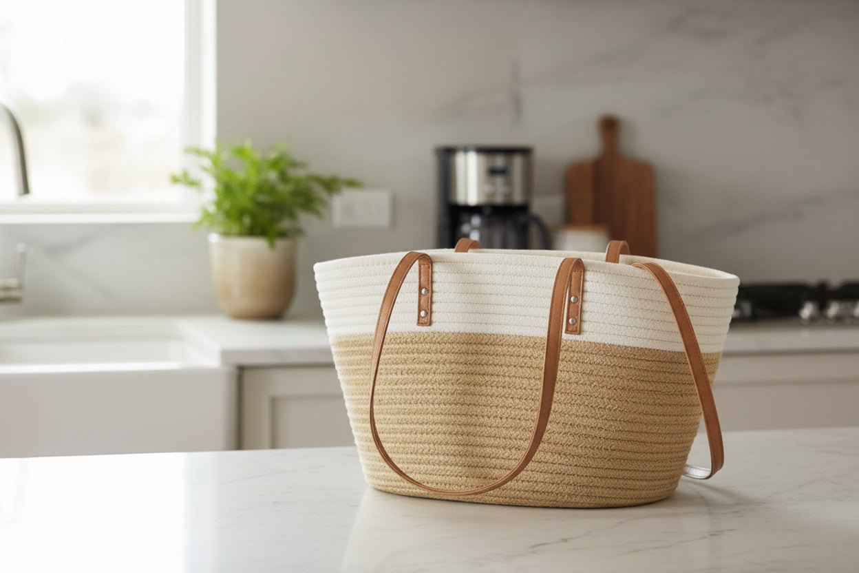 Jute and White Market Bag
