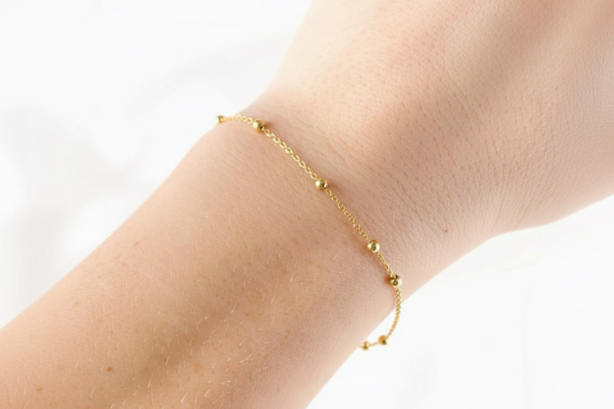 Layered Satellite Bracelet - Beaded Chain Bracelet