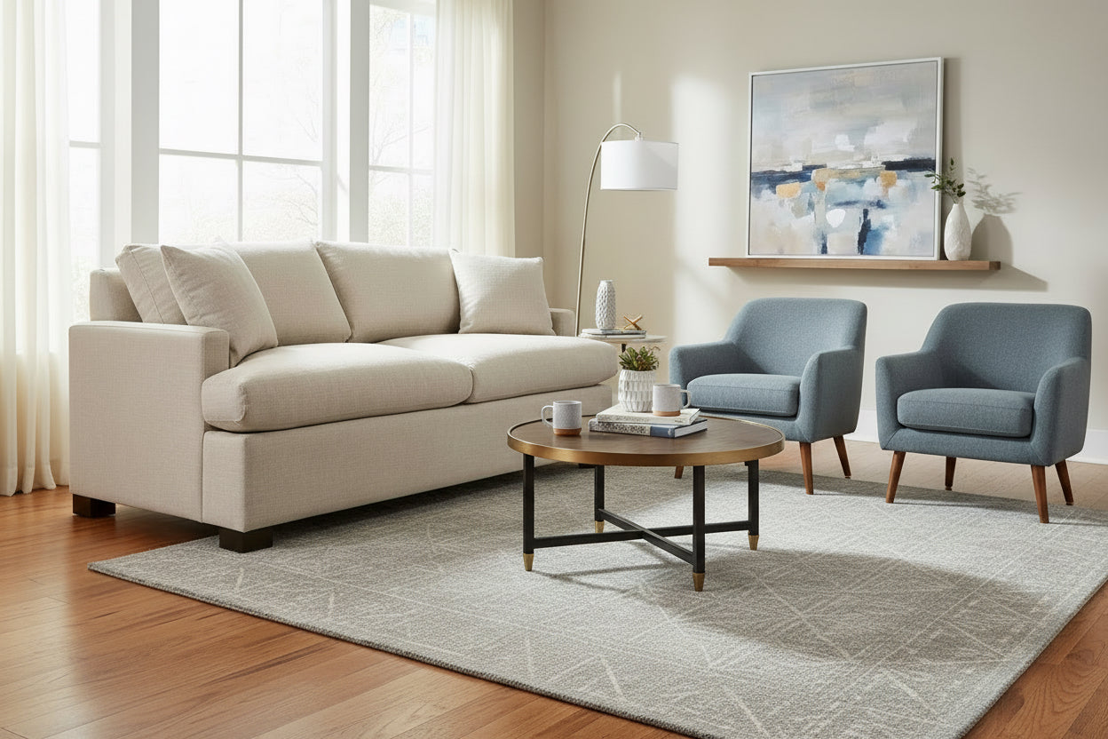 Martha Queen Sofa Bed In fabric Beach Alabaster 84 x 40 x 33