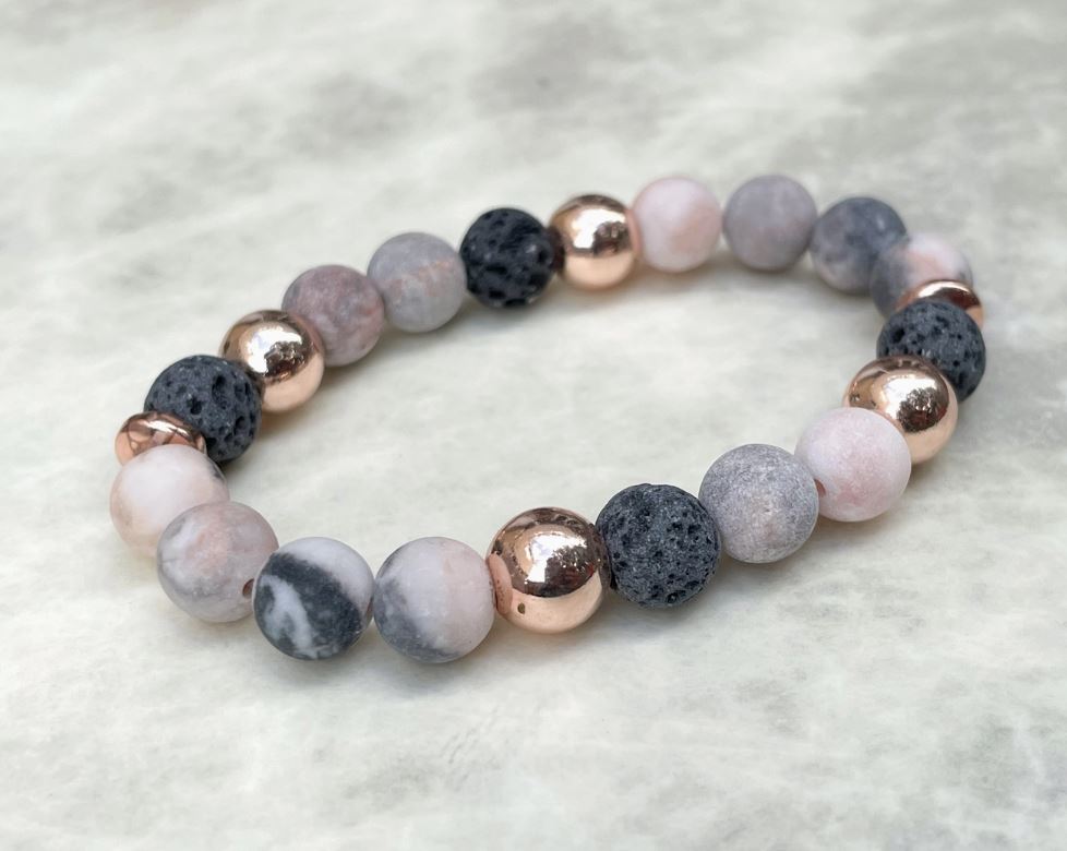 Pink Zebra Stone Bracelet - Rhodanite Bracelet For Women