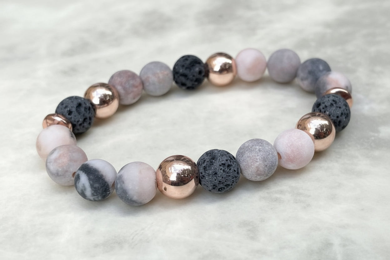 Pink Zebra Stone Bracelet - Rhodanite Bracelet For Women