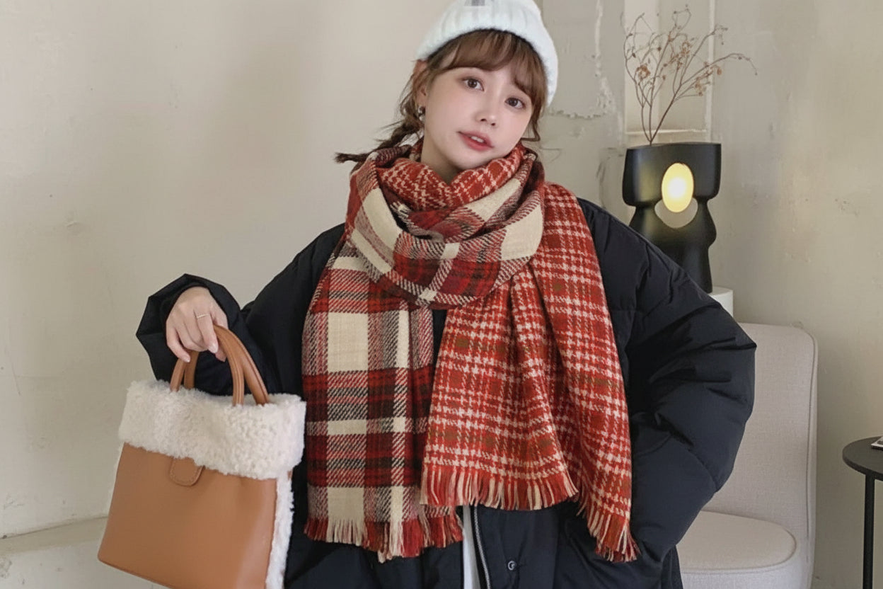 Plaid Print Blanket Scarf