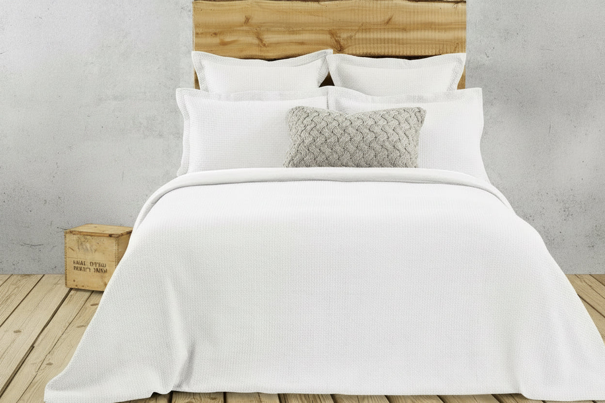 Rustic White Double/Queen Quilted Duvet Cover