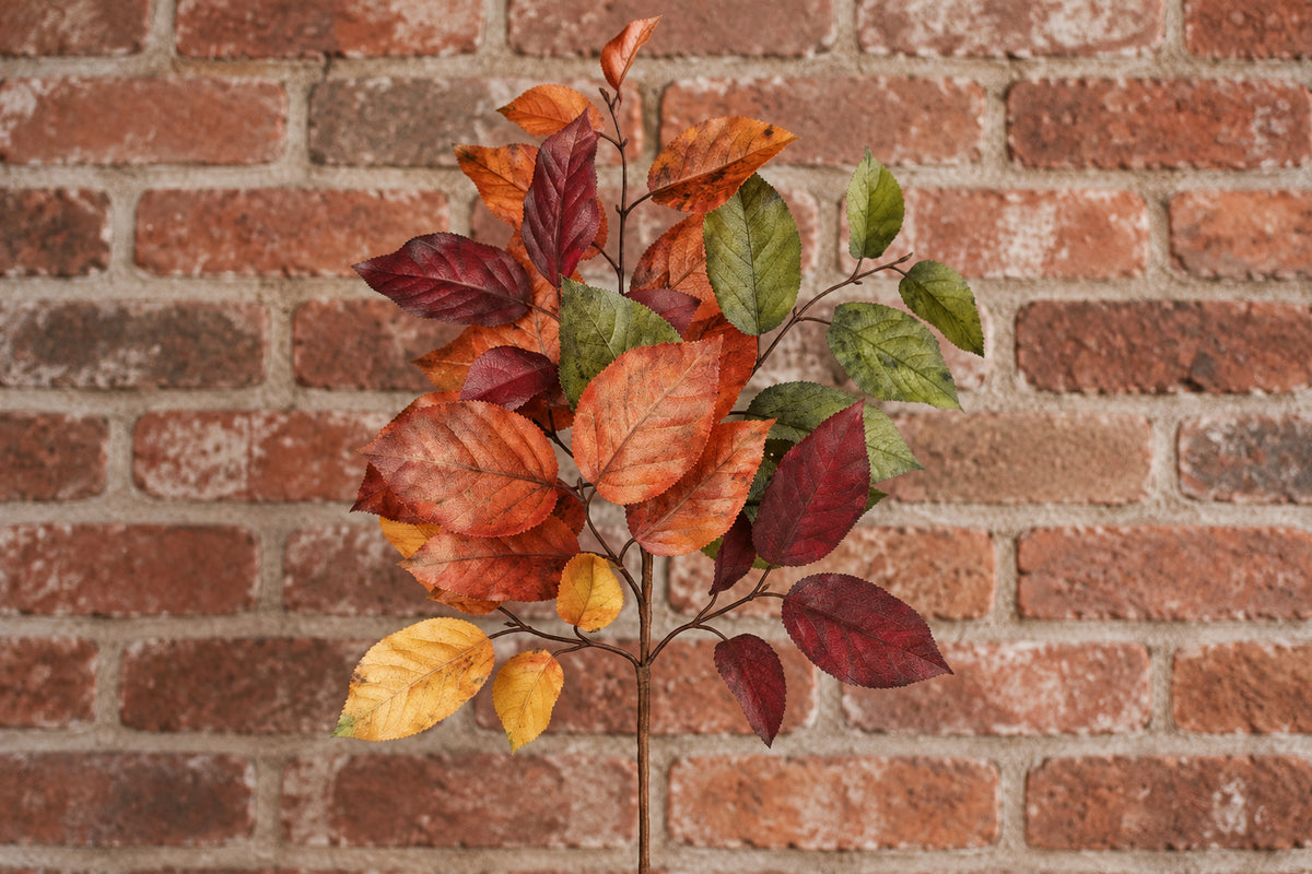 Salal Leaf 20″ Stem – Orange/Burgundy/Green