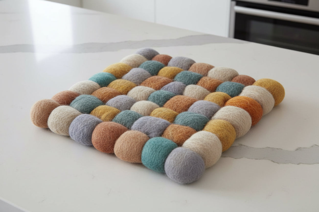 Ochre Recycled Wool Felt Dot Trivet