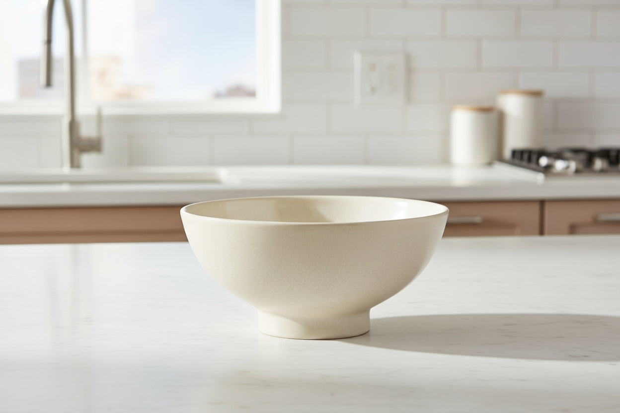 Tyren Cream Glazed Decorative Ceramic Bowl