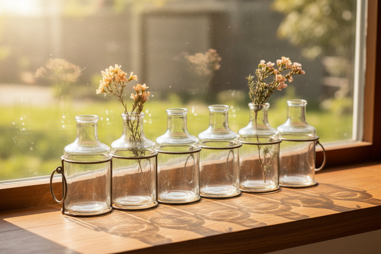 Black Wire with 6 Glass Jars