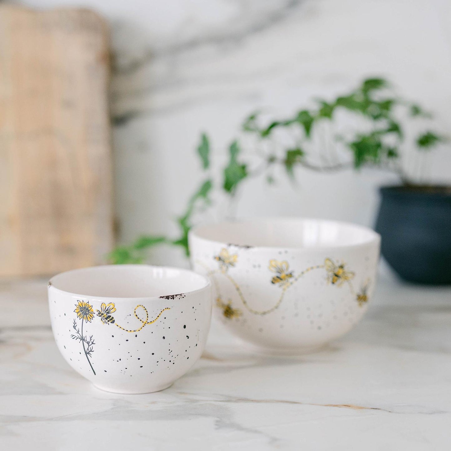 Ceramic Bowl - Sunflower/Bees