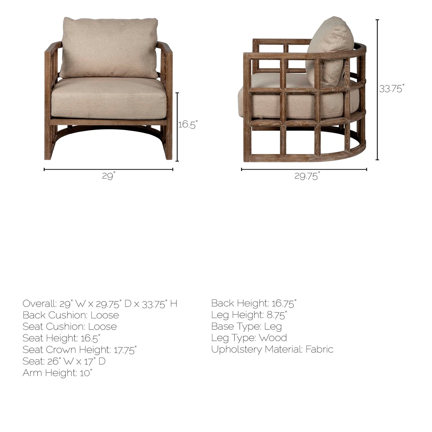 Skylar II Accent Chair - Tan Fabric