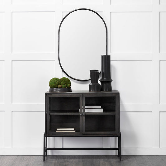 Oval Mirror Wood Finish Metal Frame 24x36 #18