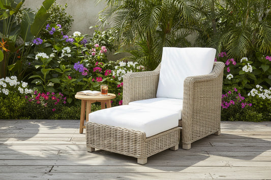 CITRA RATTAN CHAIR WITH BUILT IN OTTOMAN