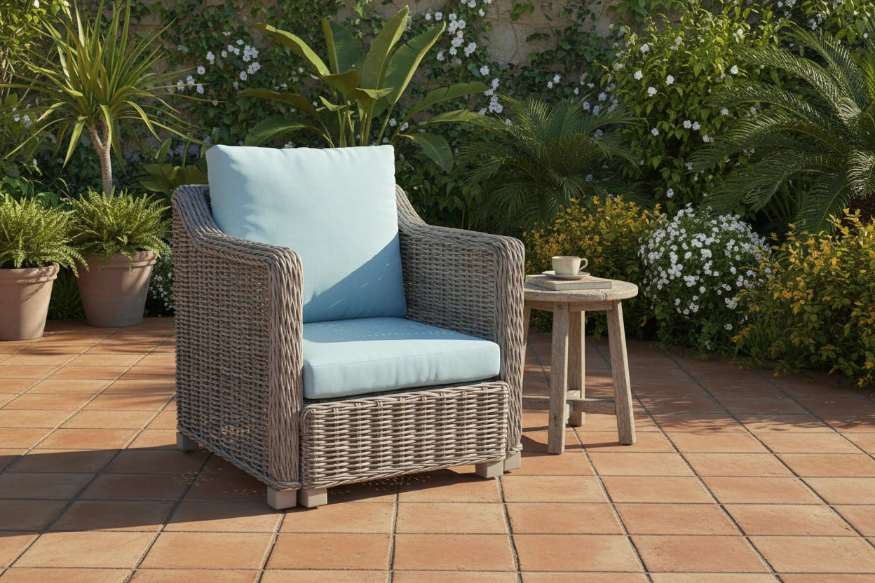CITRA RATTAN CHAIR WITH BUILT IN OTTOMAN