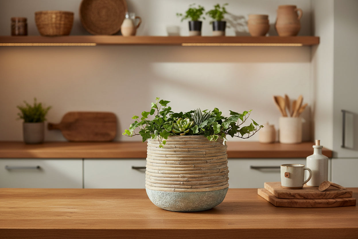 Rattan Wrap Planter 6.5"
