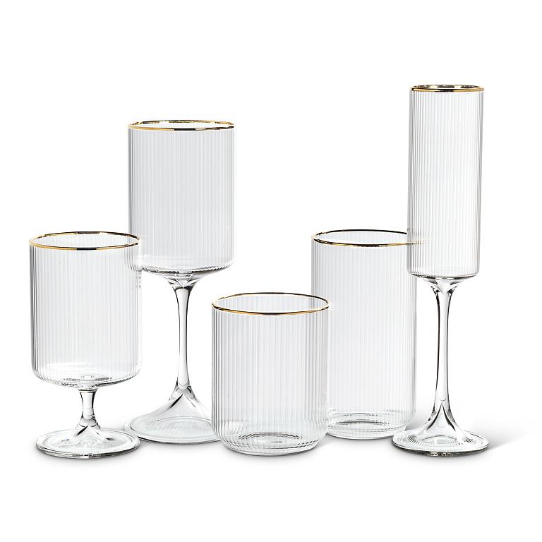 Tight Vertical Optic Glassware w/ Gold - Set of 4