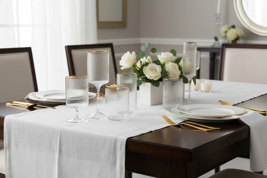 Tight Vertical Optic Glassware w/ Gold - Set of 4