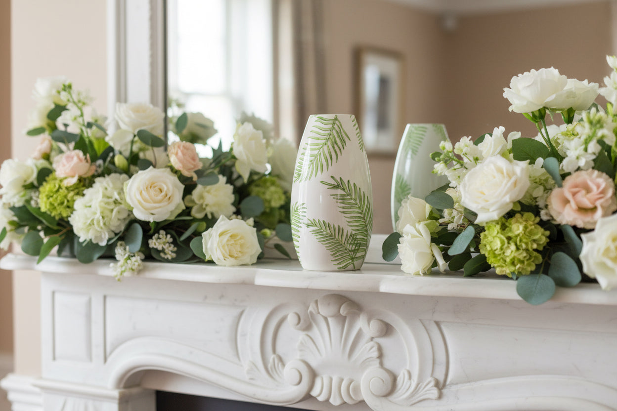 Fern Print Vase 9"