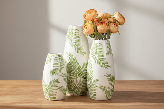 Fern Print Vase 11"