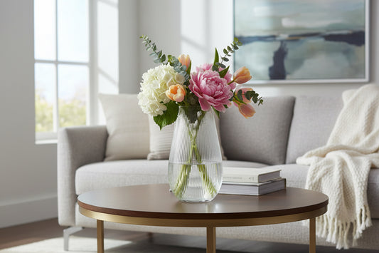 Lg Narrow Optic Wide Bottom Vase 10"H