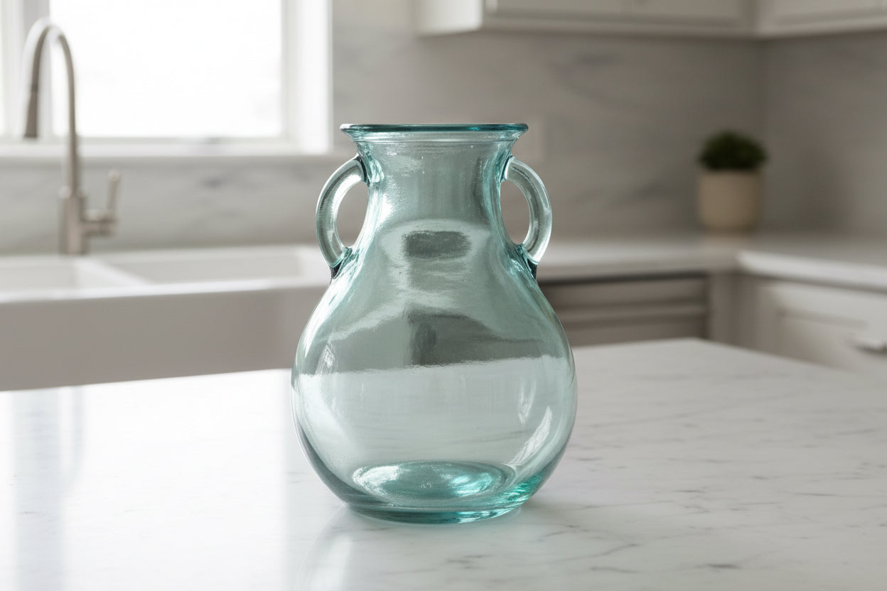 2 Handle Glass Vase