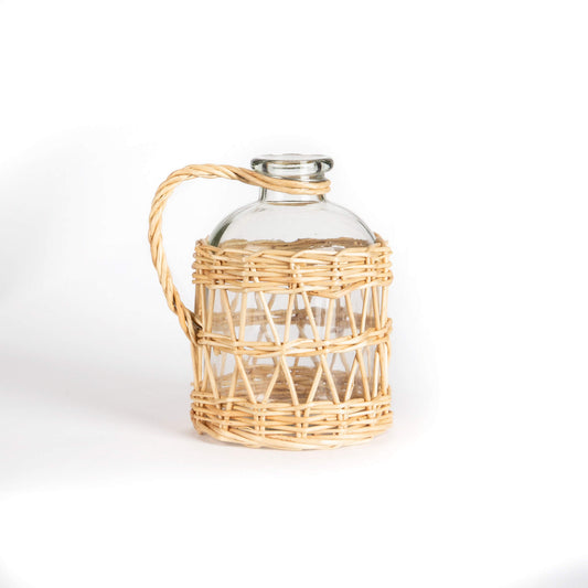 Glass Bottle w/ Unpeeld Willow Weave