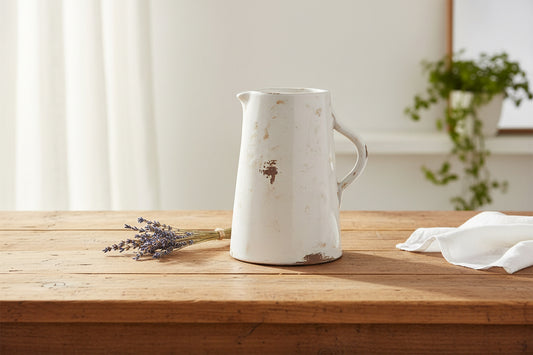 Distressed White Pitcher