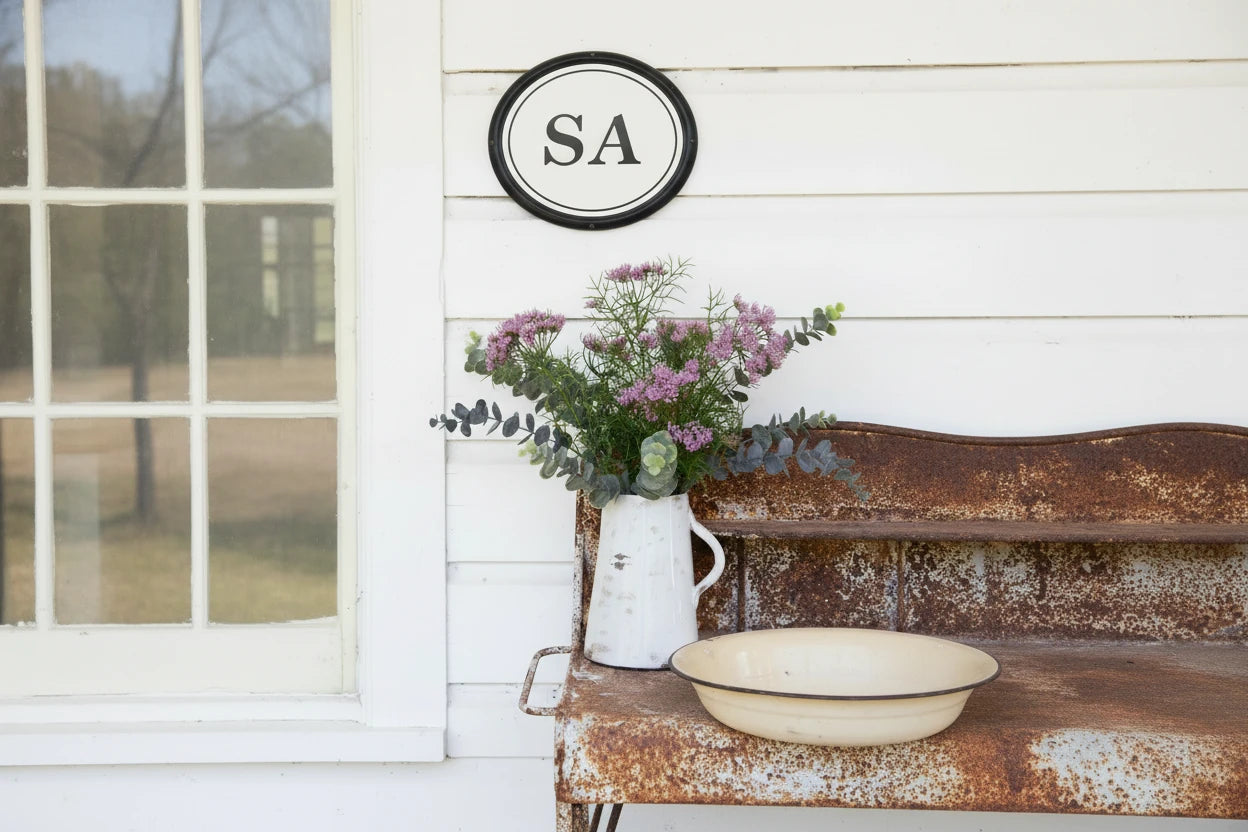 Distressed White Pitcher